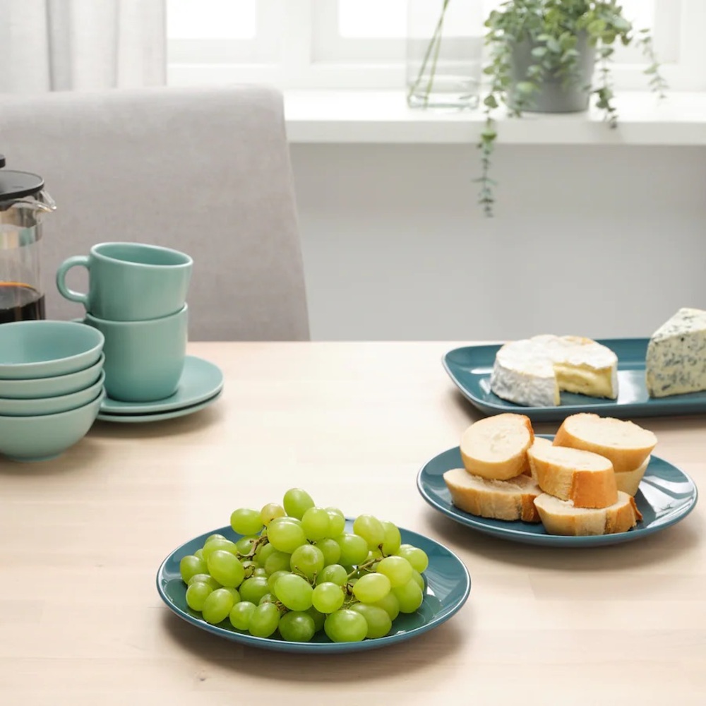 (Retired) FÄRGKLAR Side plates, glossy dark turquoise, 8 " - Picture 4 of 10